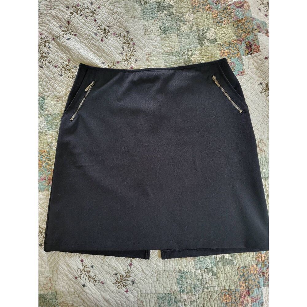 Fashion Bug Stretch Black Mini Skirt Womens Size 10 Zip Pocket Career Y2K Pencil